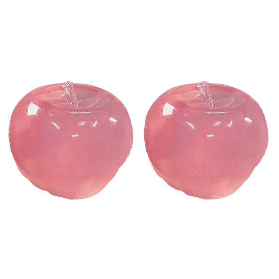 2Pcs 3.1 Inch Clear Pink Apple Squeeze Toys, Round Stress Ball for Anxiety Stress Relief