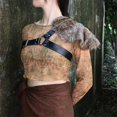 thumbnail image 3 of Medieval Renaiss Gladiator Leather Shoulder Armor Greek Barbarian Pauldrons Viking Knight Cosplay Costume Fur Spaulder Accessory, 3 of 5