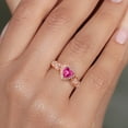 thumbnail image 4 of Gem Stone King 18K Rose Gold Plated Silver Pink Created Sapphire and White Moissanite Halo Ring for Women | 0.98 Cttw | Heart Shape 6MM | Gemstone September Birthstone | Size 7, 4 of 6