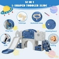 thumbnail image 3 of Shengchao Trade   12 in 1 Toddler Slide , Astronaut Themed  for Baby Slide Toddlers Aged 1-3, with Astronaut,Telescope, Basketball Hoop and Ring Toss, Toddler Playset Blue Gray Combo, 3 of 15