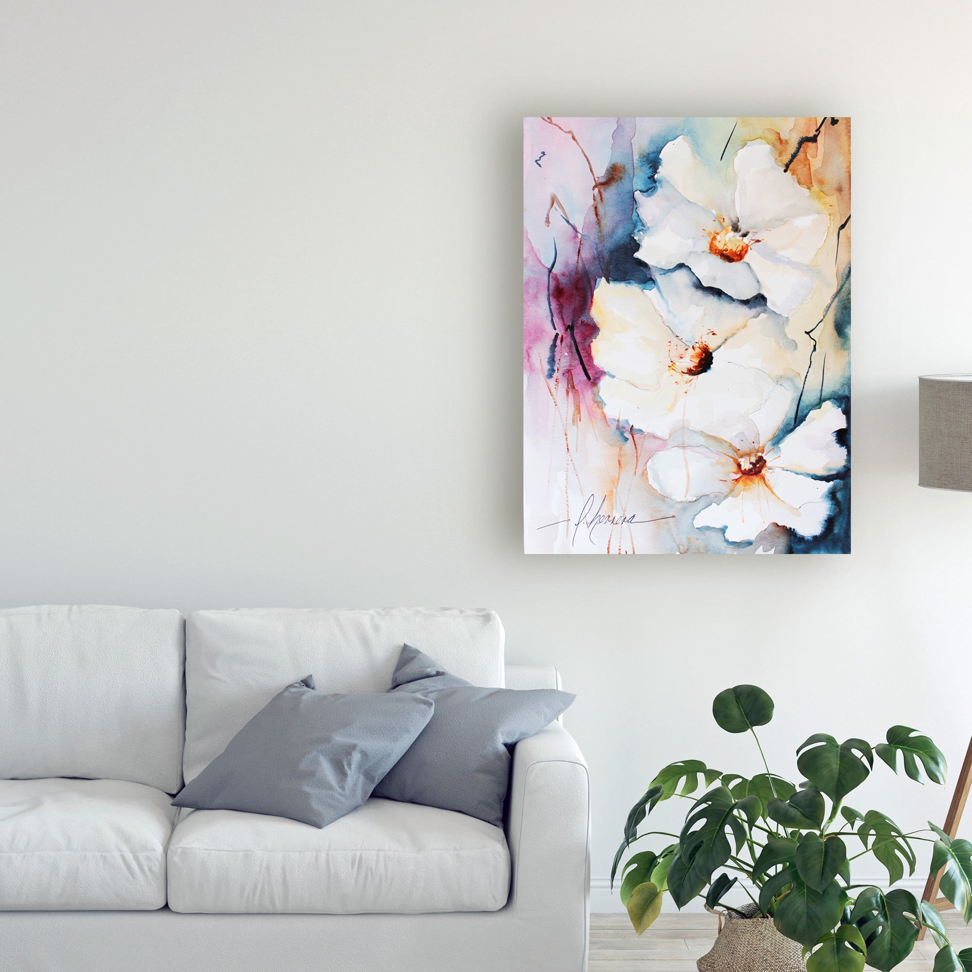 Trademark Fine Art 'Blooms Aquas I' Canvas Art by Leticia Herrera