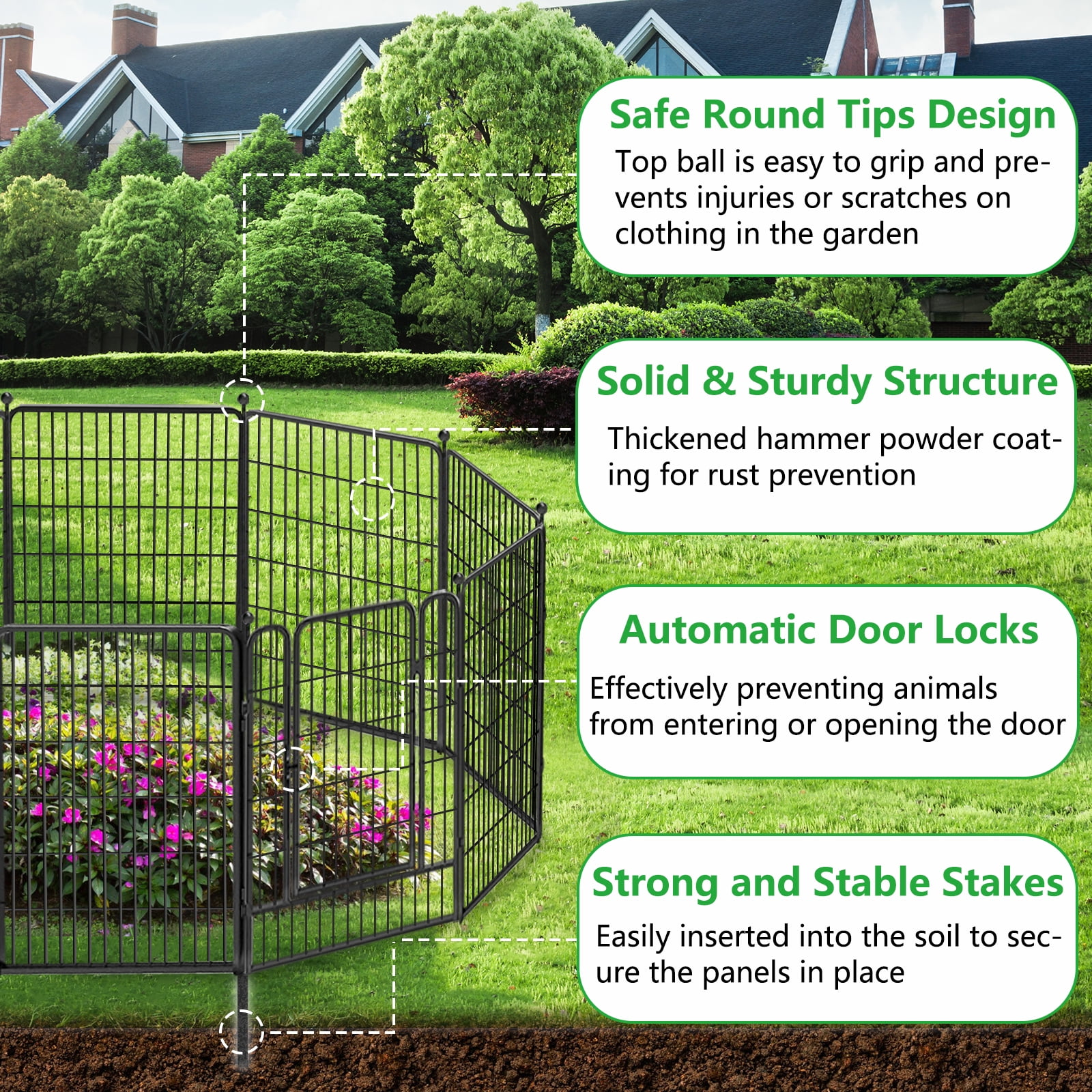 Txh001 Garden Fence 36 Panels 83ft(L)×40in(H) Animal Barrier Decorative Metal Wire Fence with Gate Flower Bed No Dig Fence Temporary Fencing for Backyard Patio