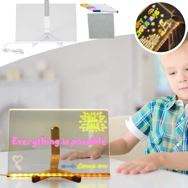 Meitianfacai Glowing Acrylic Markers Acrylic Dry Board With Stand LED Transparent Desktop Note Memo Christmas Gift 2ml