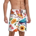 thumbnail image 2 of Wukai Flowers Birds And Butterflies Men’s Short Pajama Pants With Pockets Soft Sleep Pj Shorts for Men-Large, 2 of 6