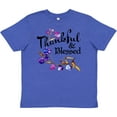 thumbnail image 3 of Inktastic Thankful and Blessed Inspirational Saying with Flowers Youth T-Shirt, 3 of 5