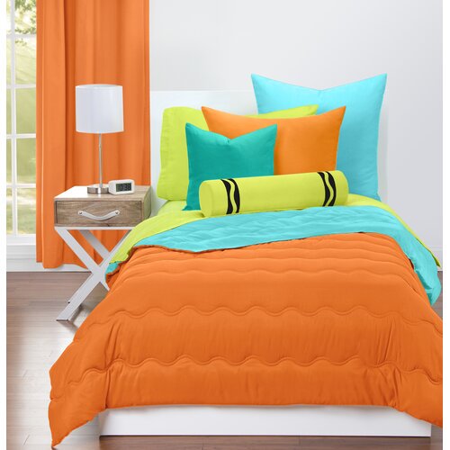 Crayola Outrageous Orange And Turquoise Blue Reversible Comforter Set Walmart Com Walmart Com