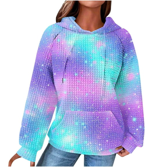Makaor Pullover Sweatshirts for Women Pockets Lightweight Hooded Tops Graphic Long Sleeve Tees Cute Vacation Clothes