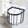 thumbnail image 4 of Wall-mounted Bathroom Suction Round Roll Paper Holder Toilet Tissue Storage Basket Black, 4 of 8