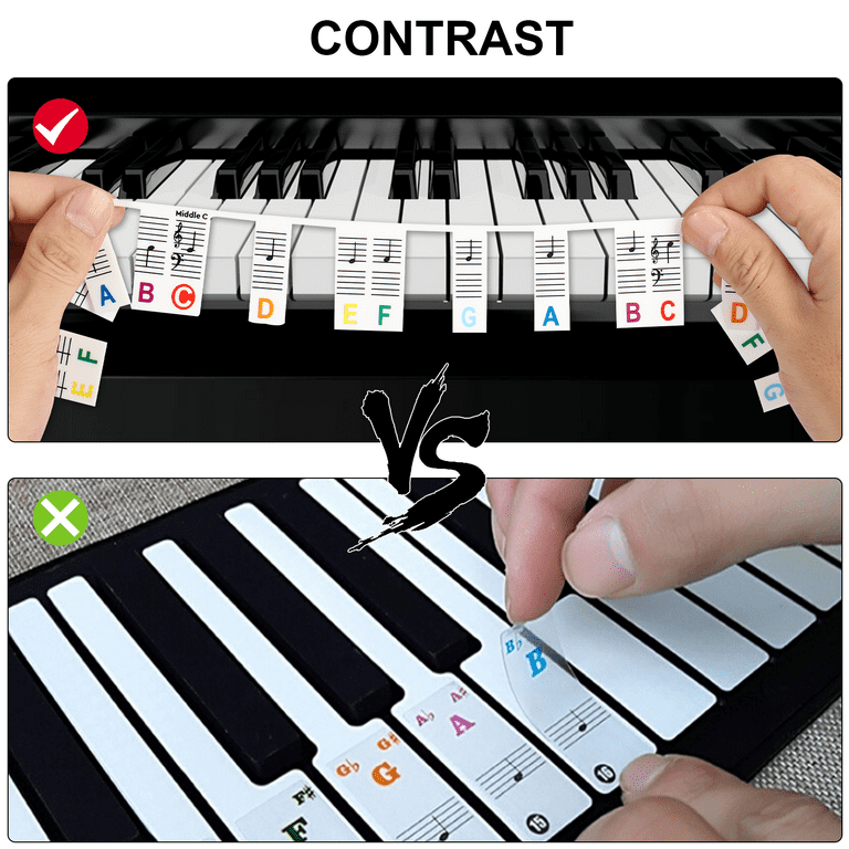 CJC Piano Key Stickers, 88 Full-Size Keys Piano Rake Keyboard Note