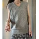 thumbnail image 4 of Chaleco sin mangas tejido con cuello en V para mujer, suéter ajustado, camisa, Jersey de punto, Tops informales, novedad de verano 2023, 4 of 5
