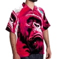 thumbnail image 2 of Pink Monkey Gorilla Men's Short Sleeve Printed Button Down Hawaiian Beach Shirts, 2 of 6