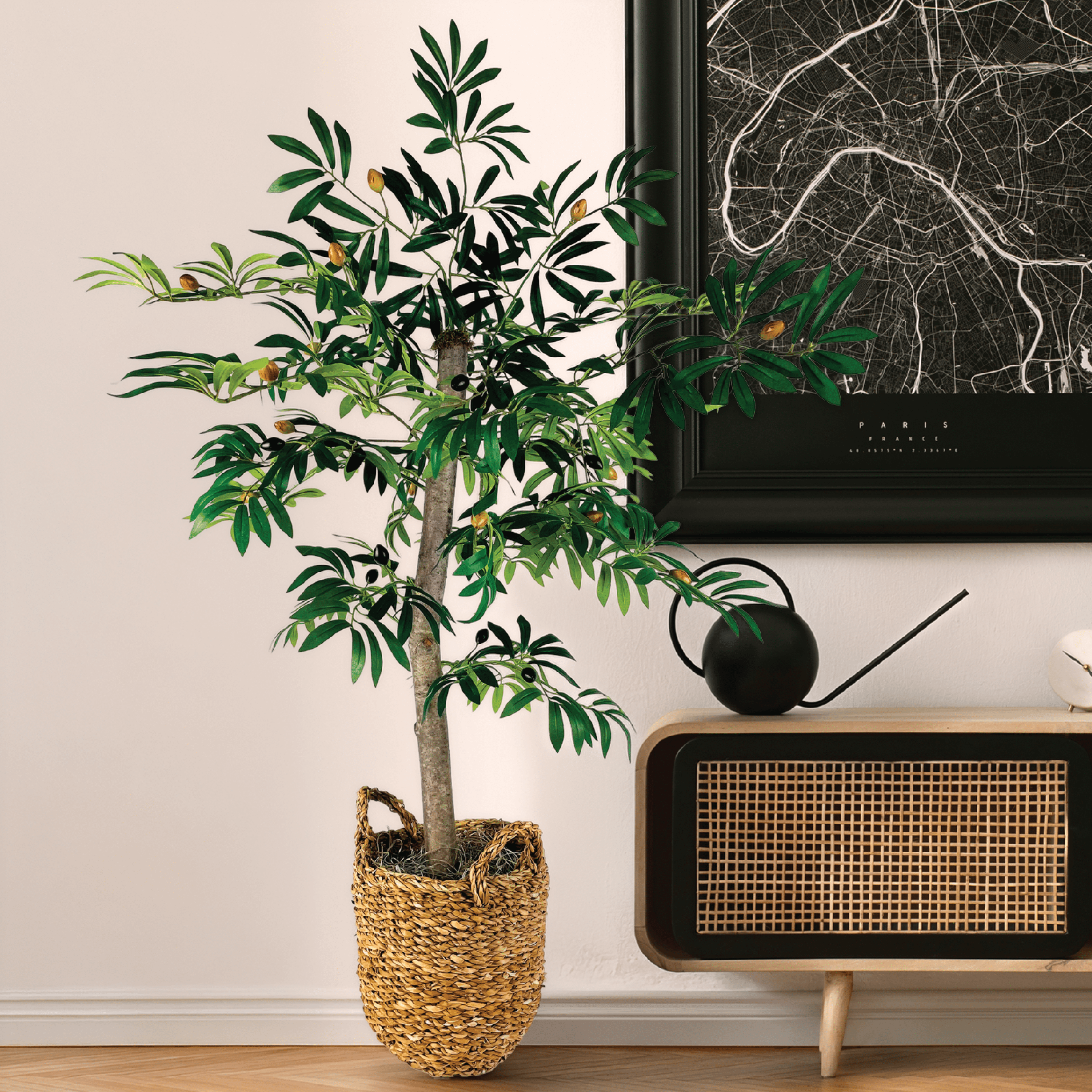 Artificial Tree, LCG Florals 4ft Olive Tree in Deco Basket, Fake Indoor Faux Tree for Living Room, Office, and Home Decor
