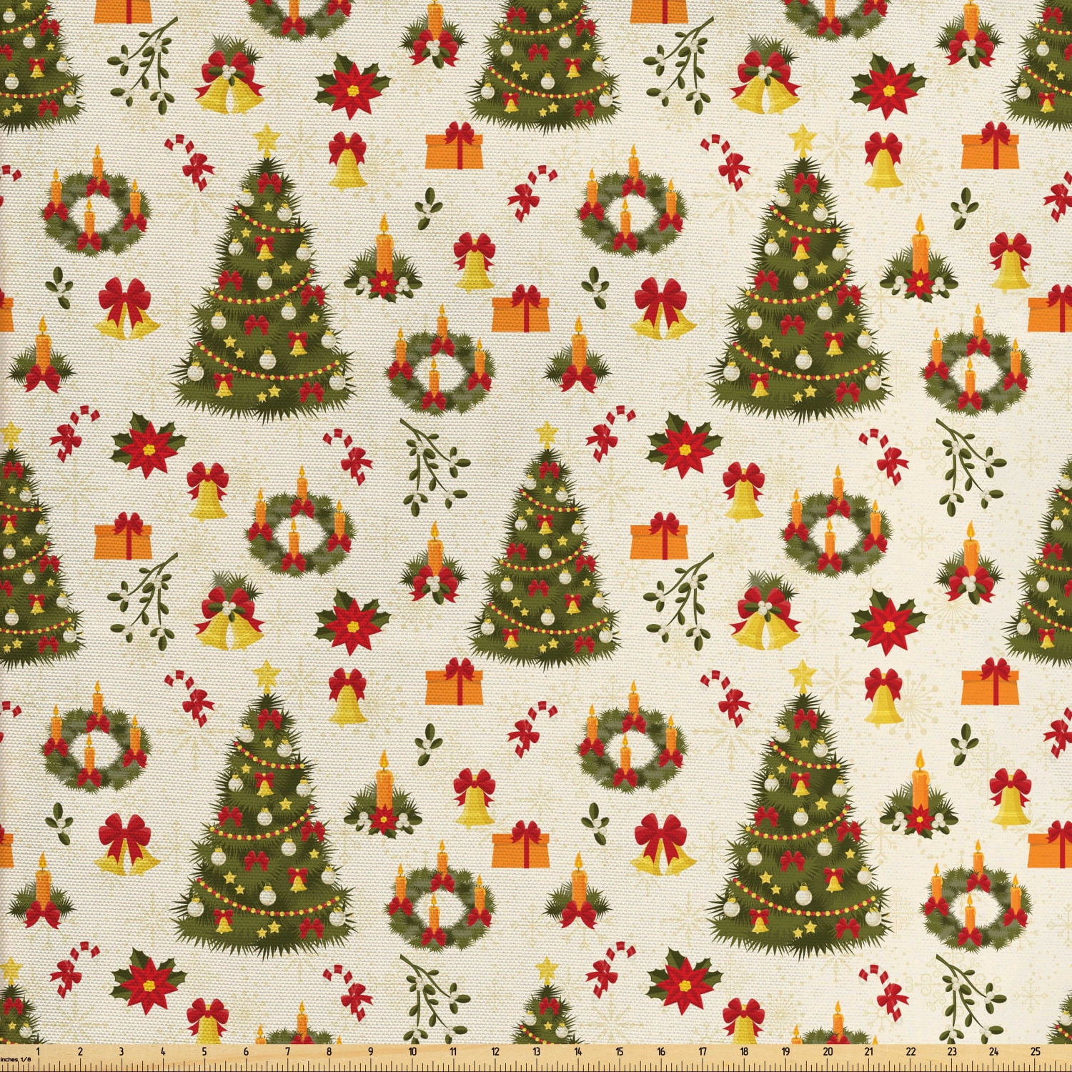 Christmas Argyle Snowflake Cotton Fabric Holiday Decorations Collection Yard