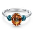thumbnail image 3 of Gem Stone King 925 Sterling Silver Ecstasy Mystic Topaz and London Blue Topaz Engagement Ring for Women | 2.66 Cttw | Oval 9X7MM | Gemstone November Birthstone | Size 8, 3 of 6
