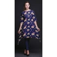 thumbnail image 3 of Bimba Kurta pour Femmes Bleu Ambre Flush et Clématite Florale Ethnique Imprimée Asymétrique Hauts d'Été pour Femmes XXX-Large, 3 of 6