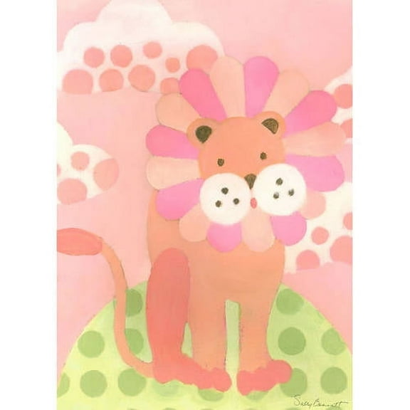 oopsy daisy canvas wall art leo lion pink by sally bennett, 10 by 14-inch
