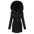 thumbnail image 4 of Aayomet Coats For Women Winter Women's Double Notched Lapel Collar Pea Coat Mid-Length Overcoat with Belt Long Jacket Dressy,Black XXL, 4 of 5