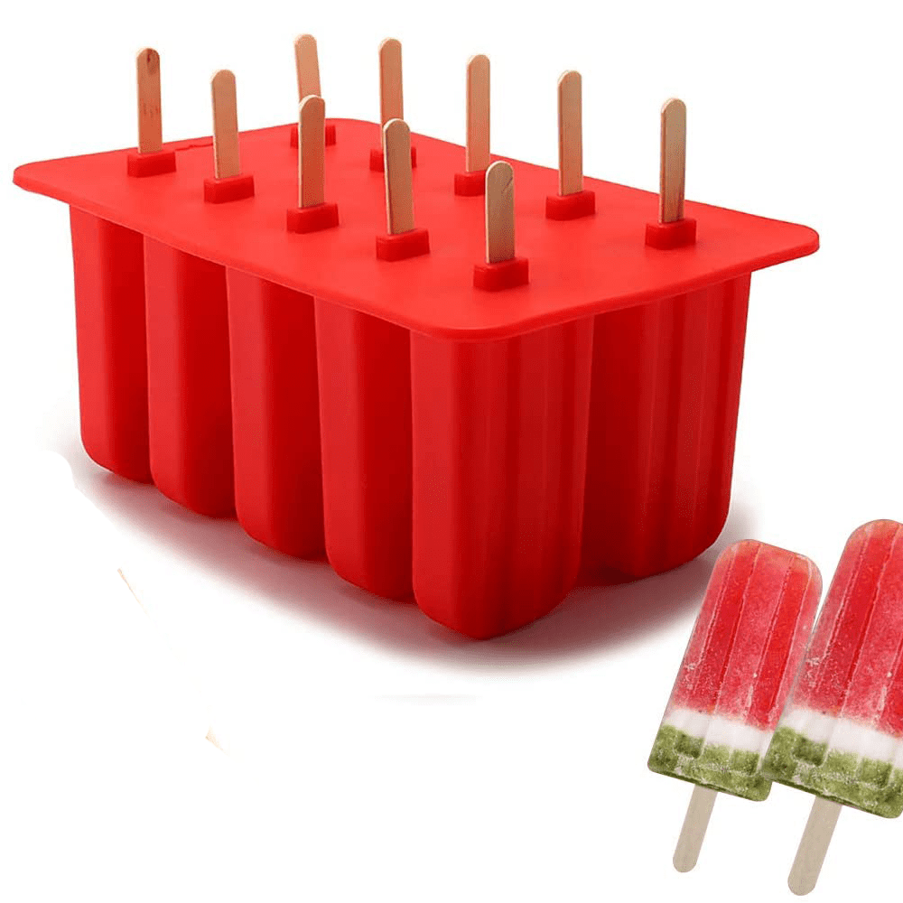 Popsicle Molds Food Grade Silicone Frozen Ice Cream Maker with Wooden Sticks Popsicle Ice Cream