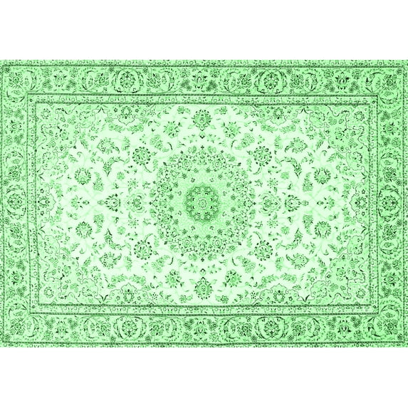 Ahgly Company Indoor Rectangle Medallion Emerald Green Traditional Area Rugs, 8' x 10'