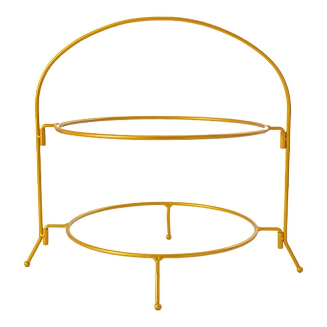 Soporte para pasteles, estante para exhibición de postres, estante para pasteles de 2 niveles, soporte para pastelería, soporte de hierro para Dorado