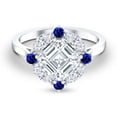 thumbnail image 4 of Rosec Jewels Moissanite Asscher Cut Engagement Ring with Sapphire (4.55 Ct T.W.) D-VS1 Grade Certified Statement Ring, 14K White Gold, US 9.50, 4 of 8