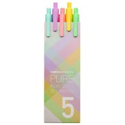 Kaco Pure Retractable Gel Ink Pens, Black Ink Refills 0.5mm Extra Fine Point 5-Pack, Macarons Color Barrel