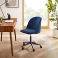 thumbnail image 2 of Linon Alondra Upholstered Mid Back Office Desk Chair with Castors, Navy Blue, 2 of 18