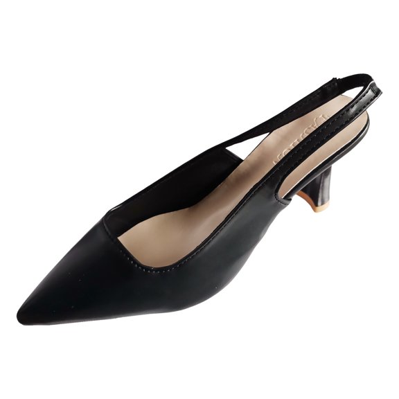 IUJSOY Womens Slingback Kitten Heel Sandals Pointed Closed Toe Slip on Stiletto Elastic Strap Pumps