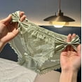 thumbnail image 2 of Ruimatai Women's Lace Underwear Mid Rise Breathable Comfortable Sexy French Panties with Bow Solid Soft Stretchy Everyday Wear, 2 of 3