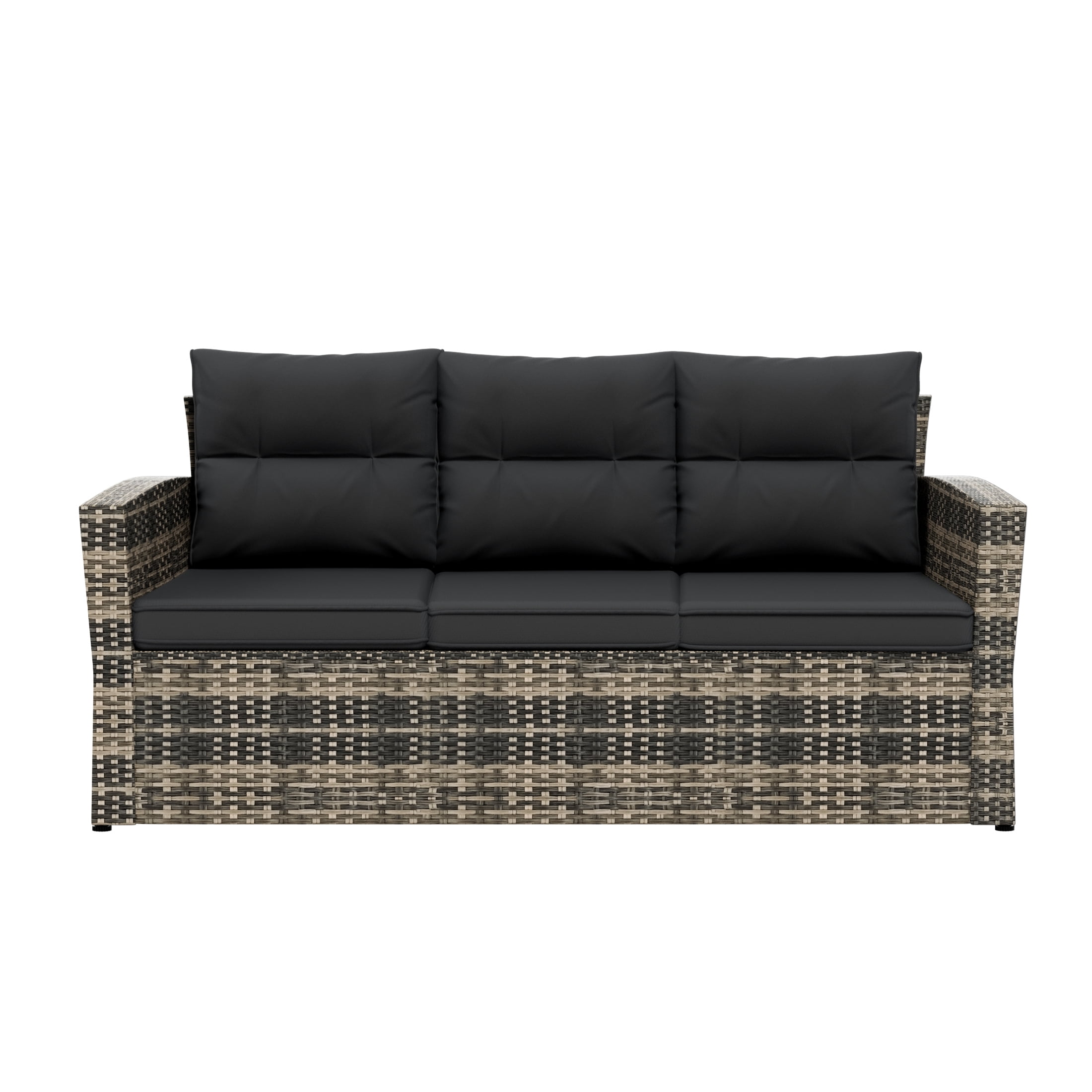 Westin Outdoor 2-Pieces Patio Sofa with Side Table Included Conversation Set PE Rattan Wicker Furniture, Brown/Gray