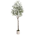 thumbnail image 2 of Artificial Olive Trees, 6 ft Tall Fake Olive Trees for Indoor, Faux Olive Silk Tree, Large Olive Plants with White Planter for Home Decor and Housewarming Gift, 1 Pack, 2 of 6