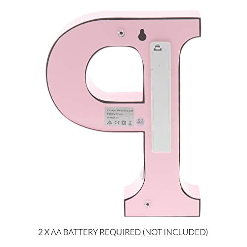 Home and Event Decoration 9” Barnyard Designs Metal Marquee Letter K Light Up Wall Initial Nursery Letter Baby Pink 