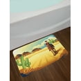 thumbnail image 2 of Western Horse Bath Mat, Country Themed Clipart Illustration Cowboy Riding in Desert Wild West, Plush Bathroom Decor Mat with Non Slip Backing, 29.5" X 17.5", Multicolor, by Ambesonne, 2 of 2