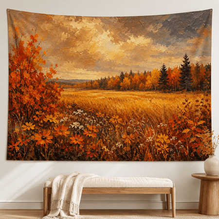 XaaKee Wall Tapestry Autumn Horizon Glow Fall Forest High-Quality Polyester Bedroom Tapestry 60x40Inch