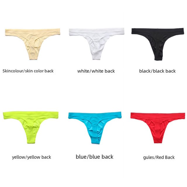 Ropa interior masculina sin dejar rastro, tanga sexy de seda helada, cintura baja, pantalones de color sólido para jóvenes