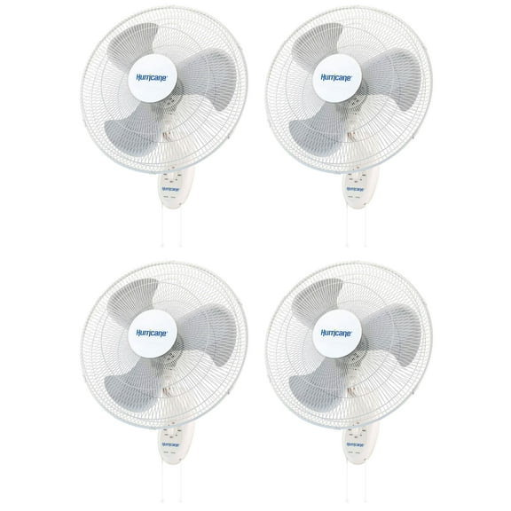 Hurricane Supreme 18" 90 Degree Oscillating Wall Mounted Fan, (4 Pack)