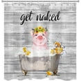 thumbnail image 2 of HVEST Farm Pig and Get Naked Shower Curtain Funny Animal with Yellow Sunflower Bathroom Shower Curtain with Hooks Rustic Planks Polyester Waterproof Durable Fabric Bath Decor Accessories,72x78 Inches, 2 of 7