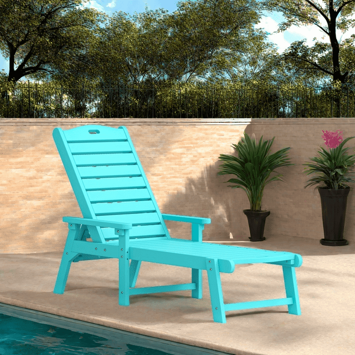 Uforic 4Pcs Outdoor Chaise Lounge Chairs with Adjustable Backrest, Heavy Duty Hips Resin Patio Lounger with Wide Armrest