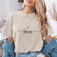 thumbnail image 4 of Jollimate Minimalist Jesus Cross Graphic Tee, Christian Script T-Shirt for Women, Religious T-Shirt Gift, 4 of 6