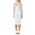 thumbnail image 3 of Vestido de malla INSPIRE CHIC para mujer, con cuello alto, manga larga, vestido de cóctel ajustado en blanco, 3 of 6