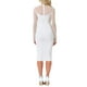 thumbnail image 3 of Vestido de malla INSPIRE CHIC para mujer, con cuello alto, manga larga, vestido de cóctel ajustado en blanco, 3 of 6
