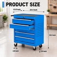 thumbnail image 2 of TacleeKii Rolling Tool Chest with 5 Drawers, Metal Tool Storage Cabinet with Locking System, Portable Tool Cart Organizer for Garage Workshop, Blue, 2 of 8