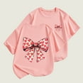 thumbnail image 2 of yillto Kids Girls Bow Tshirts Summer Cotton Short Sleeve Crew Neck Cute Graphic Trendy Tee Shirts Tops, 2 of 4