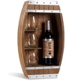 thumbnail image 1 of Sprightly Wooden Wine Barrel Display Case with Sliding Cover, Wine & Glasses Rack, Rustic Home Decor, 1 of 7