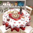 thumbnail image 6 of Valentines Day Tablecloth Round 60 Inch Red Heart Love Turck Table Cloths Circle Red and Back Plaid Table Cover Washable Wipeable Polyester Tabletop for Dining Kitchen Picnic Party Decor, 6 of 7