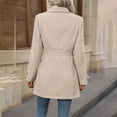 thumbnail image 6 of Women's Slim Fit Wool Blend Trench Coat, Mid-Length Notch Lapel Pea Coat, Single Breasted Button Front Jacket, Waist Defining Overcoat, Tailored A-Line Fall Winter Coat Beige L, 6 of 9