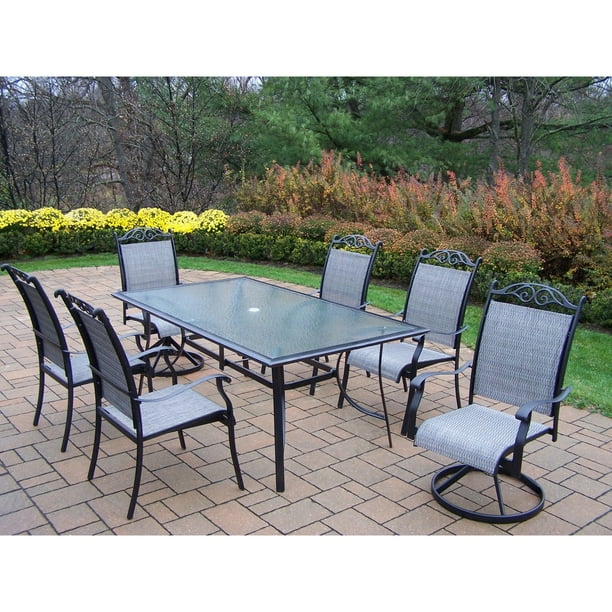 Oakland Living Cascade 7 Piece Sling Patio Dining Set