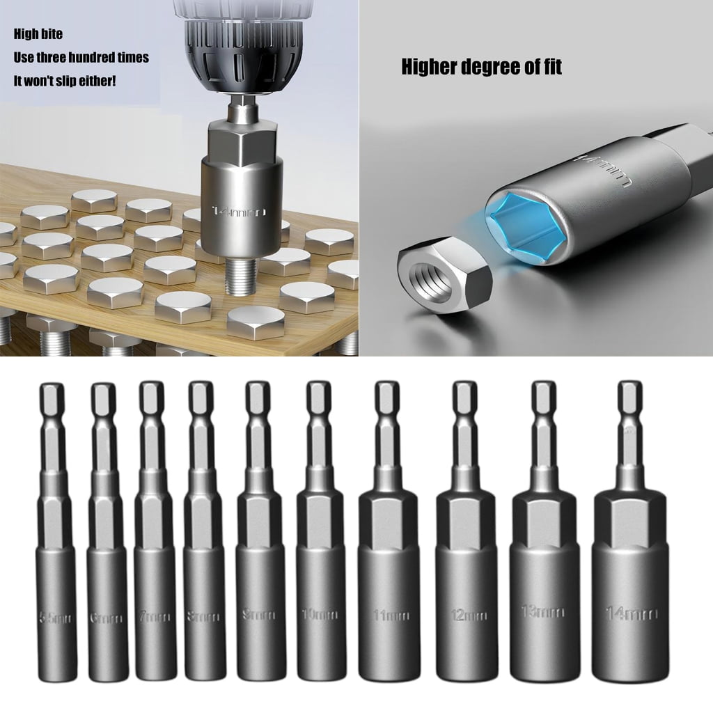 MOMOJIA Power Nut Driver Drill Bit Set 1/4inch Shank Hexagonal Socket Adapter Bolt Driver