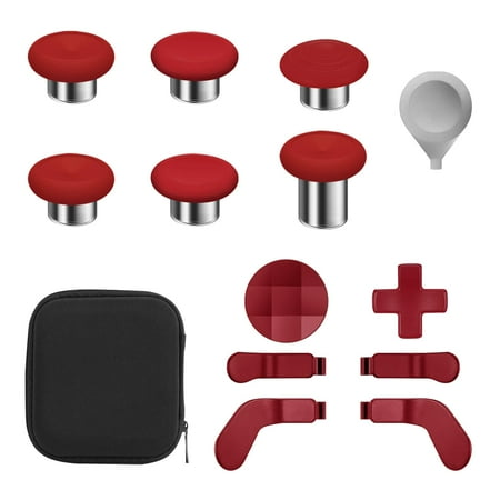 Elite Series 2 Controller Accessories, 13 in 1 Metal Thumbsticks for Xbox One Elite Series 2, Gaming Accessory Replacement Parts Compatible with Xbox Elite Wireless Controller Series 2 Core(Red)