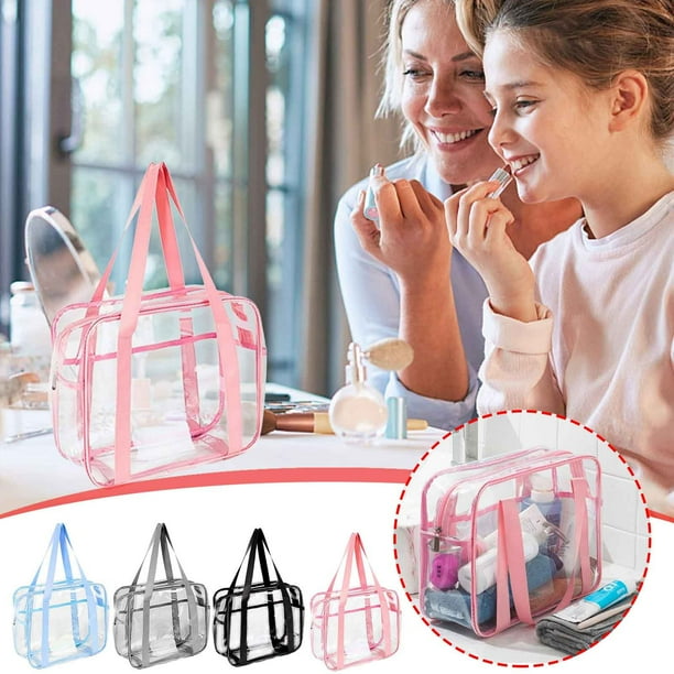 Xihbxyly Bolsa de Mano con Cremallera, Organizador de Cosméticos de Pvc Transparente, Impermeable, para Artículos Esenciales de Viaje, Portátil, Ideal para El Baño, Ligera, Multiusos, Tamaño 30 X 13